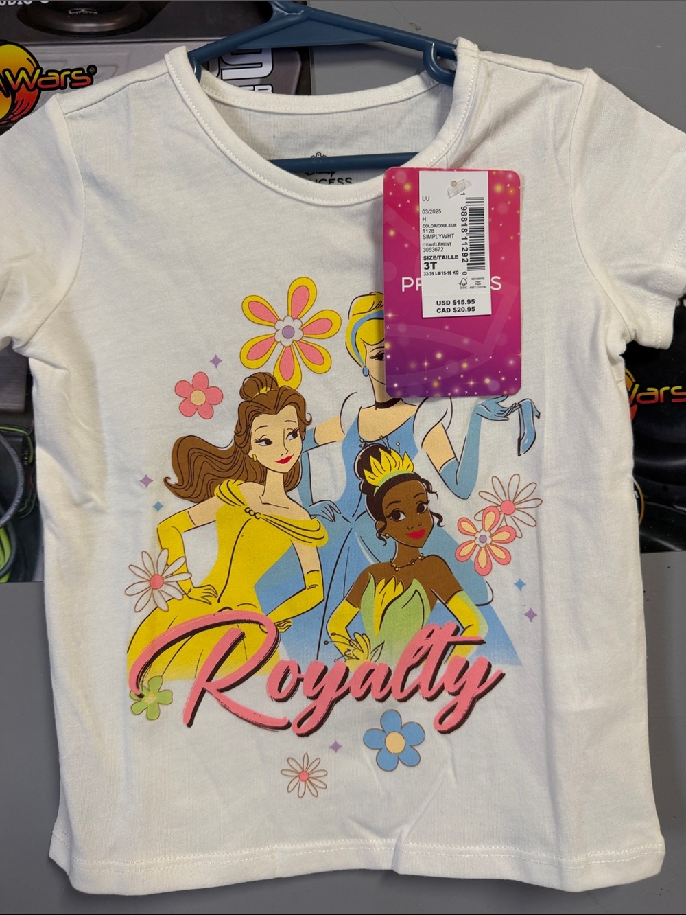 Disney White Tee with Multicolor Princess Graphic